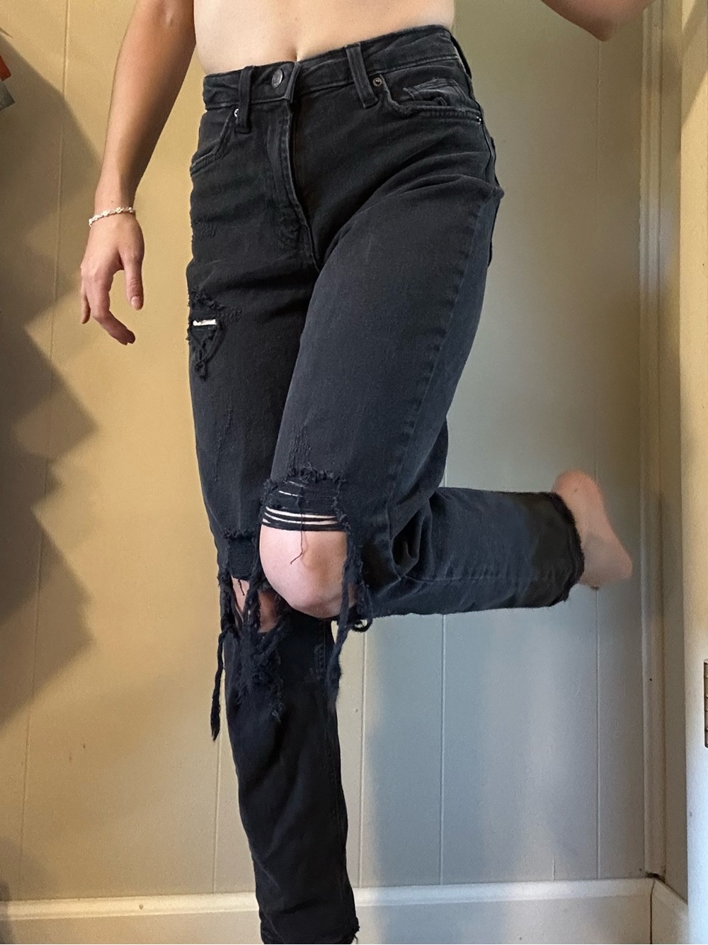 wild fable 0 Black Distressed Boyfriend Jeans
